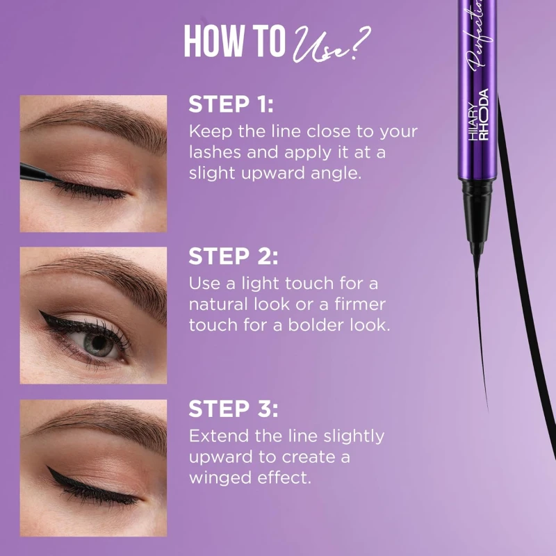 Hilary Rhoda Perfection Pen Eyeliner | Smudge-Proof & Black Waterproof Eyeliner | Precision Tip & Matte Finish | Cruelty-Free, Vegan & Paraben-Free - 0.6ml thumbnail 6